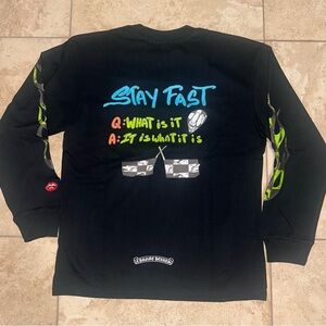 Chrome Hearts Black and Neon Graphic Long Sleeve Tee